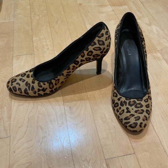 VAN ELI Real fur LEOPARD PRINT PUMPS! size 9 - Picture 1 of 9